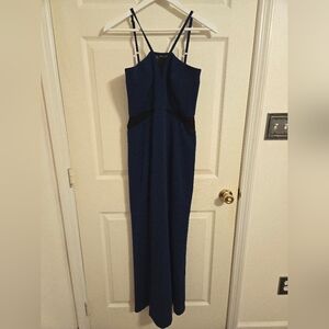 Laundry By Shelli Segal Blue Maxi Evening Dress with Black Accents Size 4